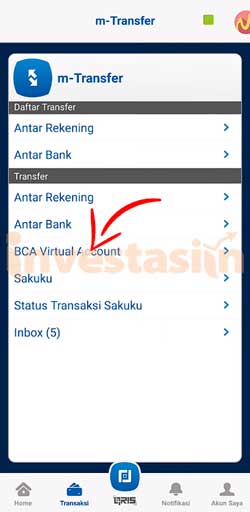 5. Pilih BCA Virtual Account