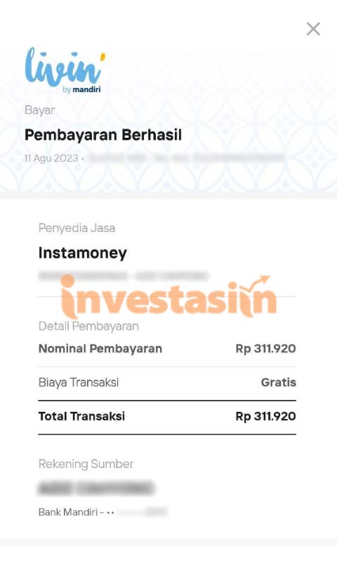 Bukti Transfer Pembayaran Merchant di Mandiri