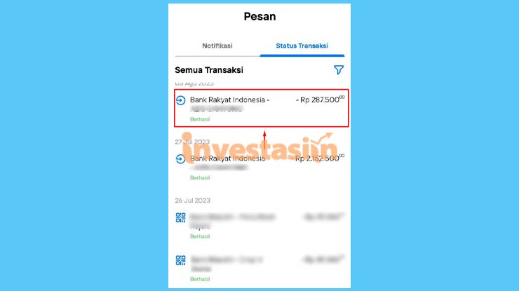 Cari dan Pilih Transaksi Transfer