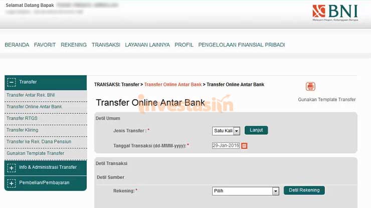 Kirim Uang BNI ke BCA Via Internet Banking