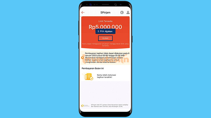 Pilih Menu Ajukan Untuk Cara Pinjam Uang di Shopee