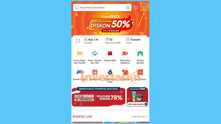 Pilih Menu Chat Shopee