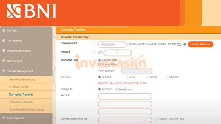 Transfer Via Internet Banking BNI