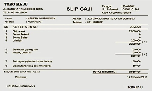 slip gaji toko 2